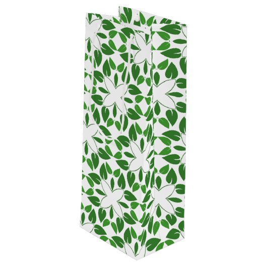 Bladpatroon, patroon van bladeren, groene bladeren wijn cadeautas (Achterkant Gekanteld)