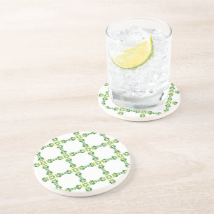 Bladpatroon, patroon van bladeren, groene bladeren zandsteen onderzetter