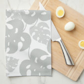 Bladpatroon van grijs monster theedoek (Quarter Fold)