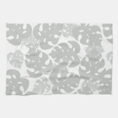 Bladpatroon van grijs monster theedoek (Horizontaal)