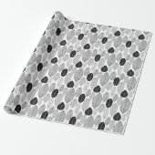 Bladpatroon - Zwart op Wit Cadeaupapier (Uitgerold)