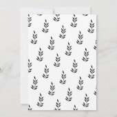 Bladpatroon Zwart Wit Monogram Naam Bruiloft Kaart (Achterkant)