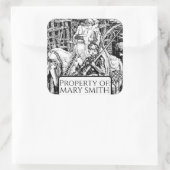 Bladplaat, persoonlijk, Victoriaans reproductieq Vierkante Sticker (Tas)