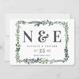 bladrijk aquarel bloemmotief save the date