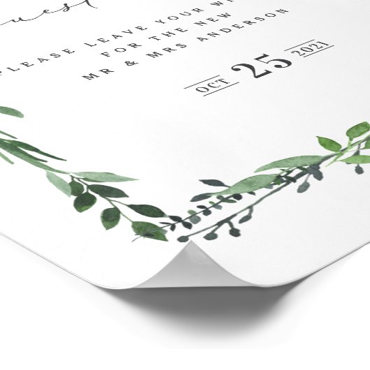 bladrijk aquarel geometrisch gastenboek bruiloft poster (Hoek)