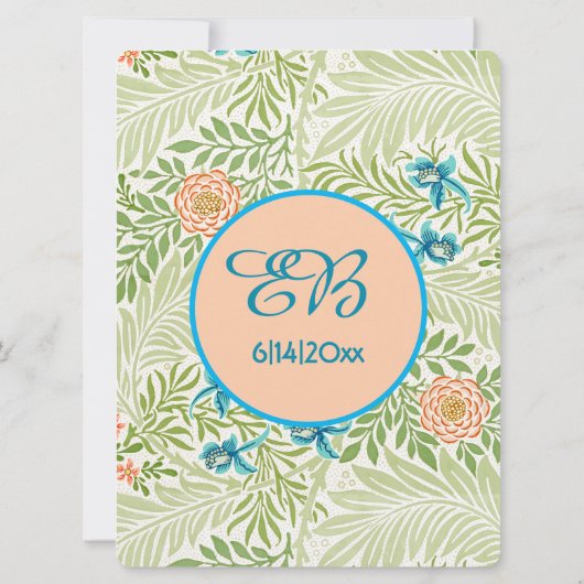 Bladrijk bloemendessin vintage patroon kaart (Achterkant)