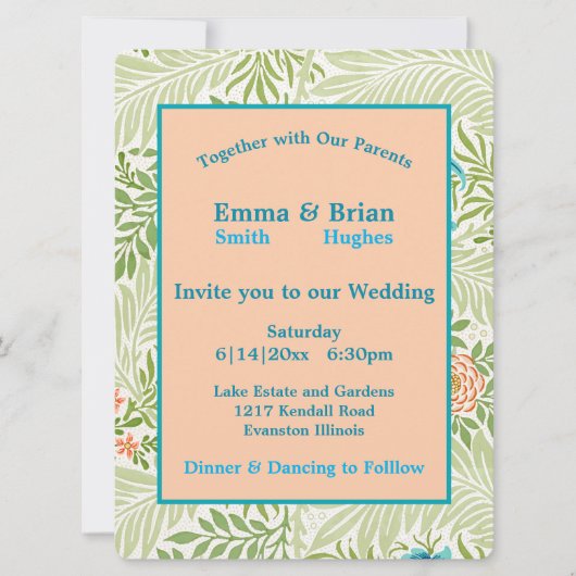 Bladrijk bloemig vintage patroon kaart (Voorkant)