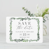 bladrijke aquarel foto save the date (Staand voorkant)