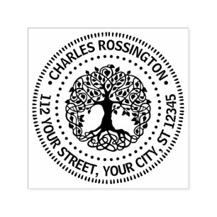 Bladrijke Boom met Wortels Naam Retouradres NT Frm Zelfinktende Stempel