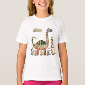 Bladrijke Dino Scene – Leuke Dinosaurus T-shirt vo