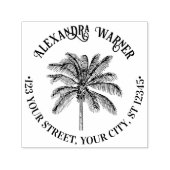 Bladrijke Kokospalm Boom Naam Retouradres  Zelfinktende Stempel (Design)