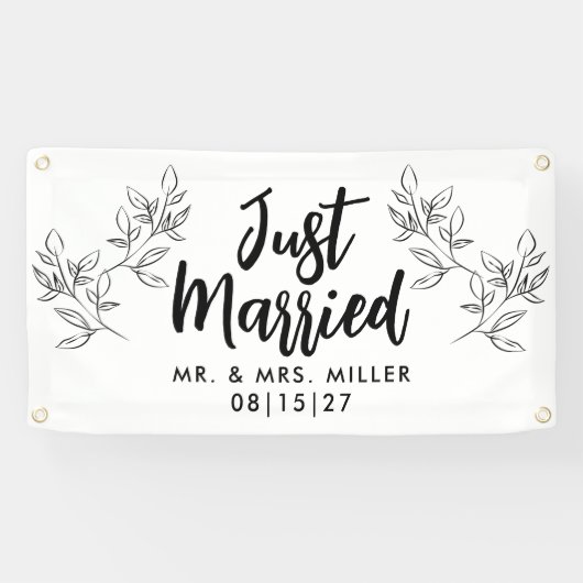 Bladrijke rand Auto banner "Net getrouwd" (Horizontaal)