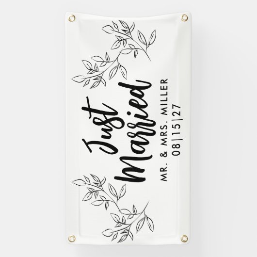 Bladrijke rand Auto banner "Net getrouwd" (Verticaal)