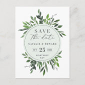 bladrijke waterverf bloemige save the date-ansicht aankondigingskaart (Voorkant)