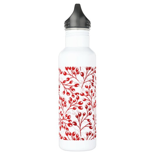 Bladrood patroon Moderne elegante monogram Waterfles (Links)