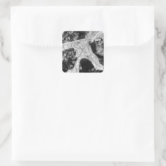 Bladschets tekenen vierkante sticker (Tas)