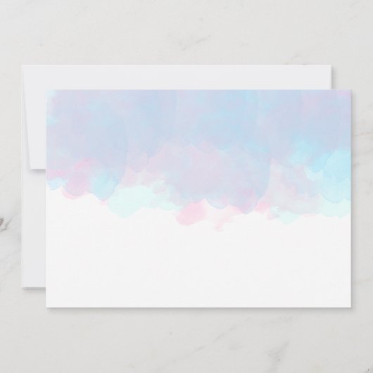 Bladschrift Roze Blauw Lila Waterverven Bruiloft Kaart (Achterkant)