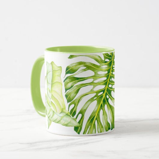 Bladsculpturen op een Combo Mok (Voorkant links)