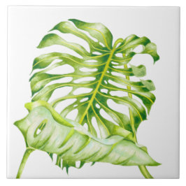 Bladsculpturen op een keramische Tegel (1) Tegeltje