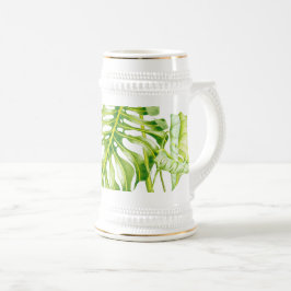 Bladsculpturen op een Stein Bierpul