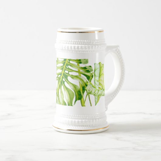 Bladsculpturen op een Stein Bierpul (Voorkant rechts)