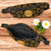 Bladskeletpatroon met Initiaal monogram Heuptasje