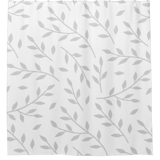 Bladtakken Patroon Grijs Wit Neutrale kleuren Douchegordijn (Voorkant)