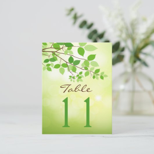 Bladtakken Trouwtafel Nummer Briefkaart (Staand voorkant)