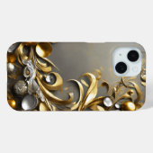 Bladthema's van goud Case-Mate iPhone case (Achterkant (horizontaal))