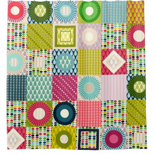 bladvierkanten douchegordijn (Voorkant)