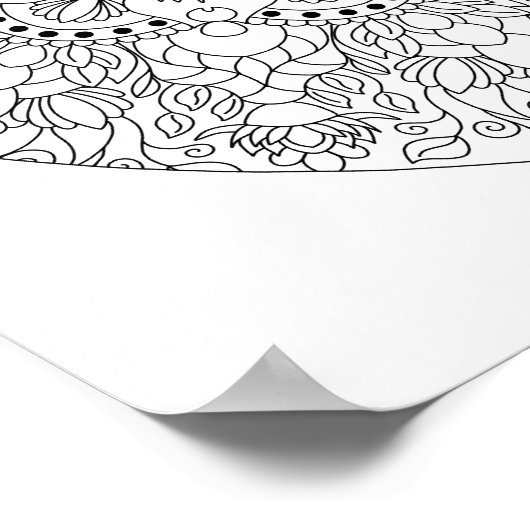 Bladvorm Bloemen Mandala Volwassen Kleurstof Poster (Hoek)