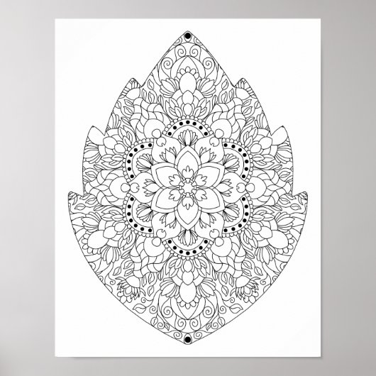 Bladvorm Bloemen Mandala Volwassen Kleurstof Poster (Voorkant)