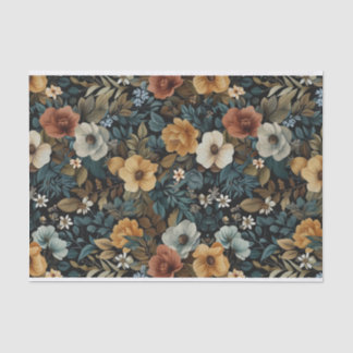 Bladvormige Bloemen Illustraties op Donkere Achter Tissuepapier