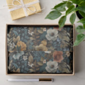 Bladvormige Bloemen Illustraties op Donkere Achter Tissuepapier (Geschenk)