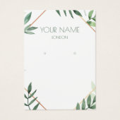 Bladvormige planten en gouden rand oorbel display visitekaartje (Voorkant)