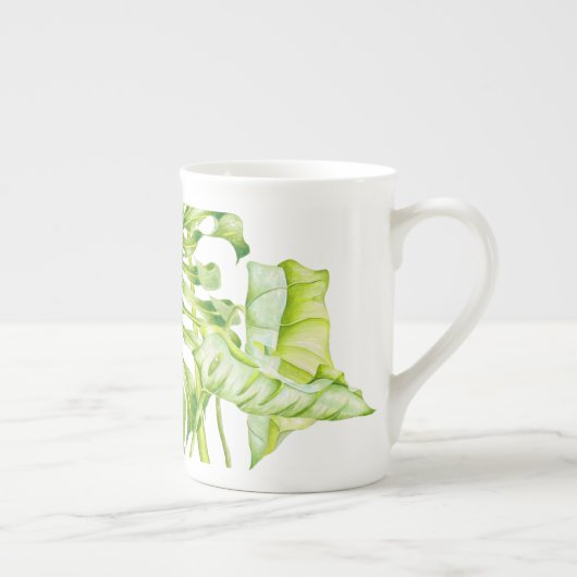 Bladvormige sculpturen op een Bone China Mok (Rechts)