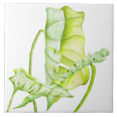 Bladvormige sculpturen op een keramische Tegel (3) Tegeltje (Voorkant)