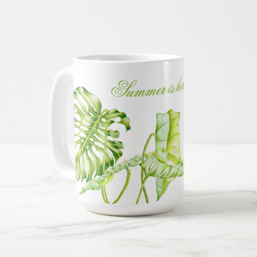 Bladvormige sculpturen op een klassieke Mok (Voorkant links)