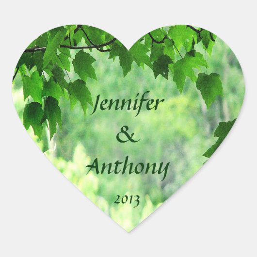Bladvormige trouwstickers hart sticker (Voorkant)