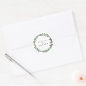 Bladvormige waterverf Bloemen Bruiloft Naam Sticke Ronde Sticker (Envelop)