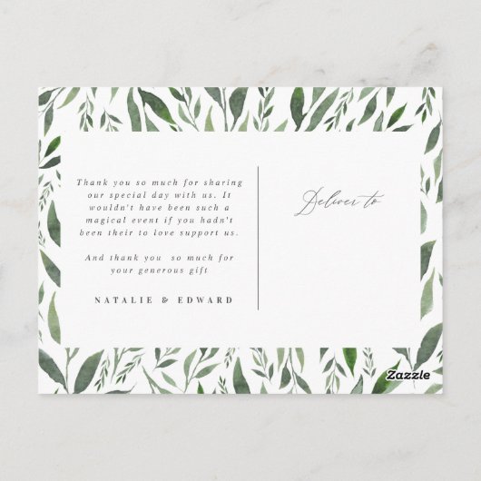 Bladvormige waterverf bloemendank u briefkaart (Achterkant)