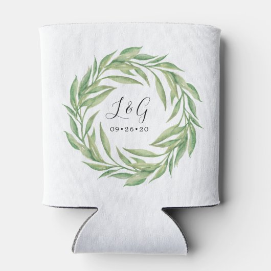 Bladvormige Waterverf krans bruiloft gunst Blikjeskoeler (Achterkant)