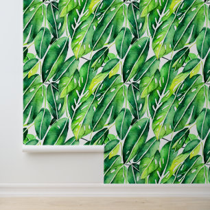 Bladwandmuurschildering naadloos herhalend patroon behang