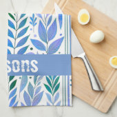 Bladwijnstokken patroon. blauw en maagdenpalm theedoek (Quarter Fold)