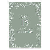 Bladwijze Groene Elegante Monogram Tafel Kaart (Voorkant)