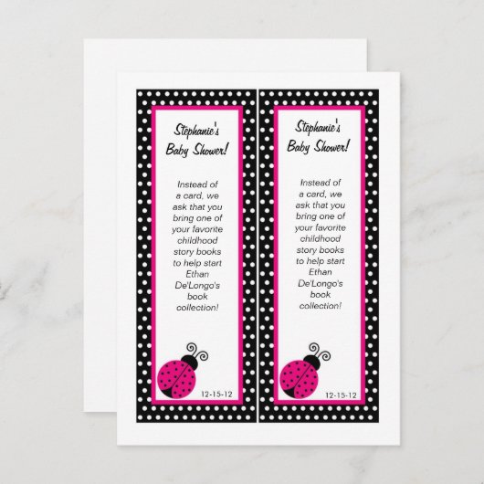 Bladwijzer Black Spring Time Lady Bug Uitnodiging Briefkaart (Voorkant / Achterkant)