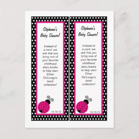 Bladwijzer Black Spring Time Lady Bug Uitnodiging Briefkaart (Voorkant)