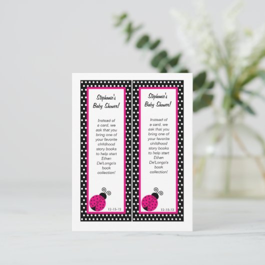 Bladwijzer Black Spring Time Lady Bug Uitnodiging Briefkaart (Staand voorkant)