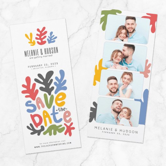 Bladwijzer Foto Booth l Floral Fun Save the Date Kaart