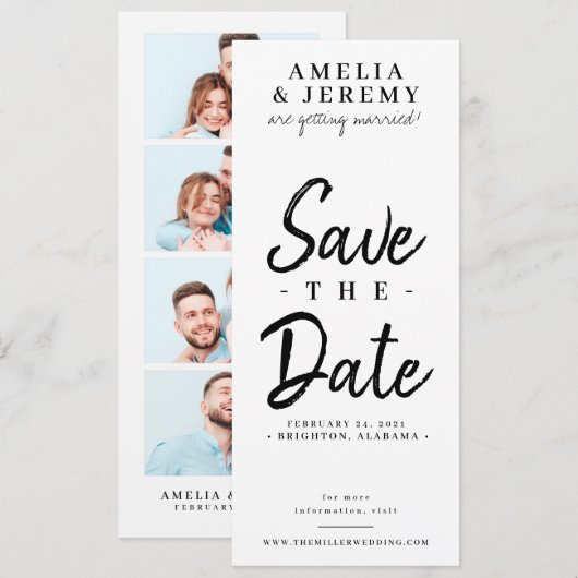 Bladwijzer Foto Booth l Fun Save the Date Wedding Kaart (Voorkant / Achterkant)